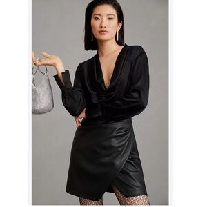 Maeve Plunge Faux Leather Dress